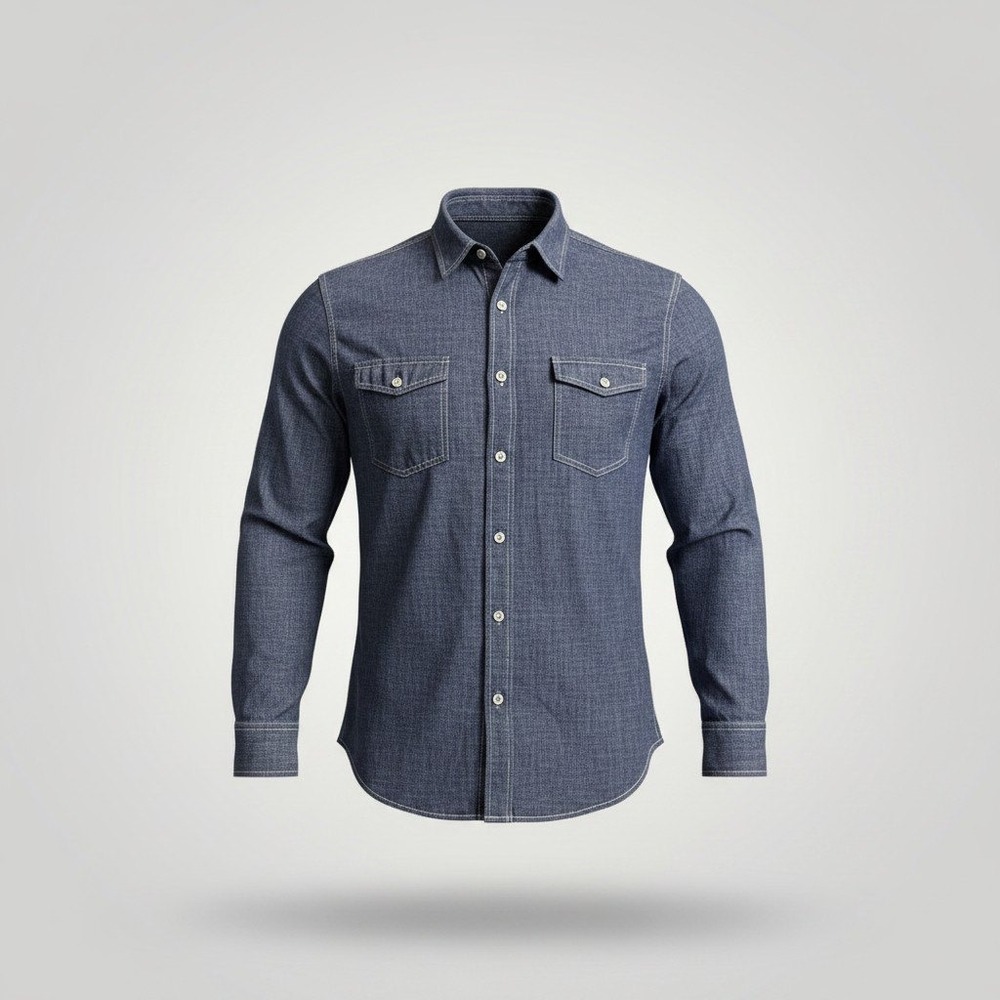 Etiqueta Negra Button Up Shirt Men Medium Blue Chambray Workwear Americana